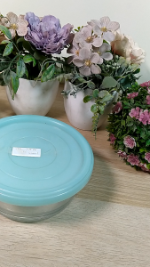 CHOBIG Mangkuk Kaca 400ml Tutup Elegant Mangkok Salad Buah Puding Sayur SRB
