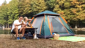 Hewolf Large-Space Panoramic Sunroof Automatic Camping Tent for 6-8 Persons with UV Protection and Easy Pop-Up