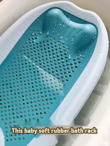 Baby Bath Tub Seat Soft Anti-Slip Newborn Care Shower Net Rack Durable Bathtub Shelf Baby Bath Tub With Rack