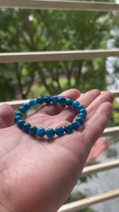 Natural Crystal Blue Apatite jade 天然水晶 蓝磷灰 (偏玉化）手串8mm / 10mm+