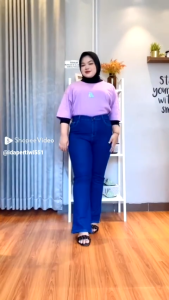 BIG SIZE Cutbray Jumbo Jeans Wanita Highwaist Hangover