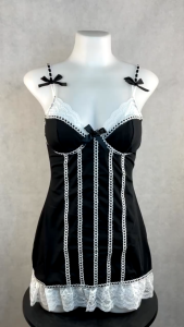 SATIN FABRIC ชุดนอนเดรส ชุดนอนเซ็กซี่ ผ้าบาง 🌸 บบสายเดี่ยวบราแต่งโครงเล็กน้อย S-963