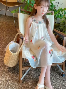 LOBER ชุดเดรสเด็กหญิง สลิปเดรสเด็กผู้หญิง ชุดเดรสสีขาว ชุดเด็กผู้หญิง ชุดเจ้าหญิงสีขาว 4-13ปี ชุดเดรสเด็ก