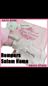 Embroidery Sulam Nama Baby Baju Newborn Plain Colors Romper Cotton Baju Bayi Rompers