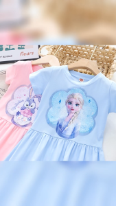 3-9Yrs  Kuromi Ungu Gaun Anak Perempuan My Melody Gadis Lengan Pendek Katun Kostum