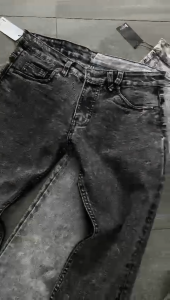 Celana Jeans Panjang Pria - Celana Jeans Long Pants Denim Stretch Snow Washed Slimfit - Black Sandwash