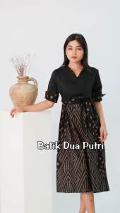 Couple Batik Pesta Kondangan Kemeja Pria Dres Wanita Lengan Pendek SKU APOLLO Batik Dua Putri