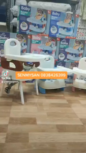 Ghế Ăn Dặm Cho Bé Ghế  Ăn Dặm Gấp Gọn Kèm 4 Chân Sắt Và 2 Chế Độ Điều Chỉnh Cao Thấp