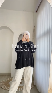KANZIA SHIRT - FLOTTILICIOUS / kemeja katun twill bordir / big size / oversize batwing / atasan hijab ootd style / baju murah / casual cewek