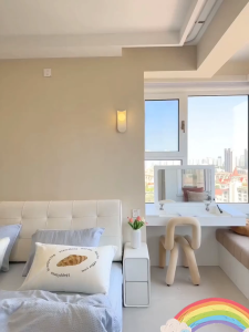 Side Table with Drawer Cream Bedside Table Rack Kecil Tepi Katil Side Table Bedroom Nightstand Meja tepi katil 床頭櫃 床头柜