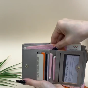 HANKE Women's Compact Mini Wallet: Simple Style PU Leather Solid Color Bifold Multiple Cardslot Coin Purse With Flap Closure