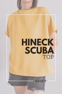 Blus wanita atasan scuba high neck oversize polos anti lecek