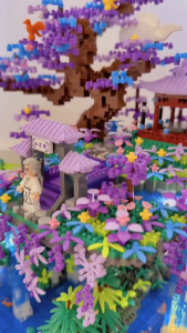 Nano Block Balok Susun Danau Bunga Persik Bricks Peach Blossom Pond LED  Mainan Anak Perempuan