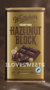 Whittakers HAZELNUT 33% Cocoa Classic Creamy Milk Chocolate Block 250g