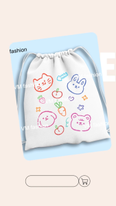 Tas Serut dan Totebag Kanvas Motif Karakter Cute Lucu Menggemaskan Bahan Kanvas Tebal Premium