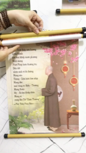 Tranh  Thầy Pháp Hòa Treo tường in trên vải - Nẹp Nhựa treo tường trang trí kích thước 20x30 cm - 30x40 cm