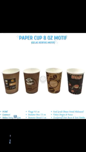 Paper Cup Motif 8 oz Gelas Kertas Gelas Kopi (Isi 50 Pcs-PC8M)