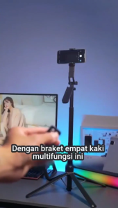 Tech 180cm Tongsis Kualitas Tinggi Aluminium Berkualitas Empat Tripod Tongsis Selfie Stick HP Tripod Bluetooth Remote Control Rotasi 360 Tongsis Handphone Kamera