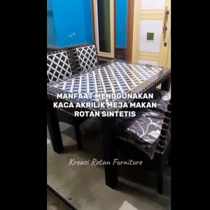 Kaca Meja Makan Rotan Sintetis Ukuran 120cm x 80cm Tebal 2mm 3mm Bahan Akrilik Anti Pecah