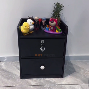 Bedside Table Black Side Table With Drawer Meja Kecil Side table bedroom Nightstand Meja tepi katil Bedside Cabinet Storage Cabinet