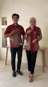 Set Blus & Celana Batik Couple Motif Kipas Seri Warna - Kembar Putra