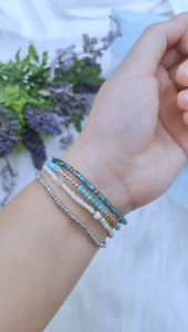[Ready Stock SG] Emerald Sea Stacked Bracelets | Handmade Stacked Bracelets | Colorful Boho Trendy Bracelets