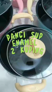 Panci Sup Enamel Dengan Tutup Kaca / Soup Pot 18cm 20cm 22cm 24cm / Wajan Induksi Untuk Merebus Memasak Sayur Mie Telur Anti Lengket Peralatan Masak Berkualitas Untuk Kado Pernikahan - FR GALLERY
