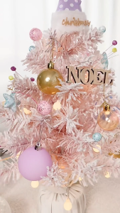 Minimalist Korean Inspired Mini Christmas Tree with light Holiday Seasonal Decor revolving tree with music box