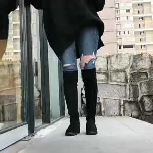 Korean style 2024 fashion casual black new over knee boots platform womens boots(Add 1 size)