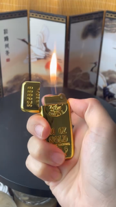 HCM Bật Lửa Xài Gas Đá Hình Thỏi Vàng 9999