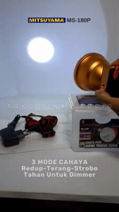 Senter Kepala Led 200w Mitsuyama Ms-180p - Cahaya Super Terang - Jarak Jauh - Tahan Lama – Aluminium | Headlamp Super Bright Tahan Lama Jarak Sorot 1000 Meter / 1 Kilo Meter - Tsa Senter Kepala Jumbo 200 Watt - Vas