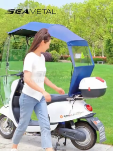 SEAMETAL Motorcycle Foldable Sun Protection Awning Windproof Waterproof Electric Vehicle Rain Canopy With Rear Pocket