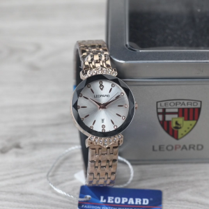 Jam tangan Wanita Leopard 3328L tali rantai analog tanggal aktif original