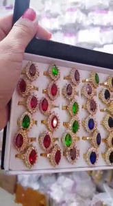Cincin Terbaru Dubai India Import Elegant Fashion Mewah Xuping Dewasa Permata Cantik Terlaris Terbuka Berlian Berlapis Emas 24k Gold Zircon Gemstone Mirip Emas Asli