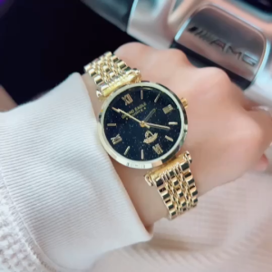 GRAND EAGLE นาฬิกาข้อมือควอทซืสำหรับสุภาพสตรี ทรงกลม สวยหรูใส่สบาย