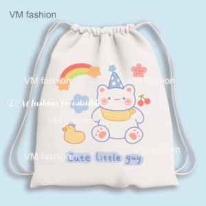 Tas Serut dan Totebag Kanvas Motif Rabbit dan Bear Cute Lucu Menggemaskan Bahan Kanvas Tebal Premium