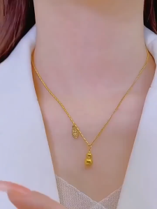 Kalung Wanita Liontin Labu Pumpkin Pendant Anti Karat Titanium Gold Silver Necklace