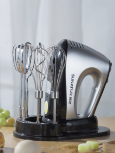 SUNATUR Hand Mixer Electric Egg Beater 300W 5-Speed Handheld Blender Kitchen Baking Cake Cream Whisk (E-1052)
