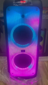 BTS-1387 New Portable Bluetooth Speaker with 10" Dual Drivers LED Lighting Wireless Mic FM Radio and USB Charging