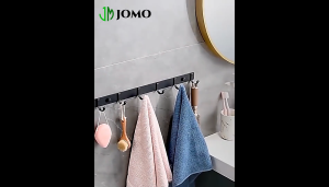 【JOMO】Kitchen space aluminum hook rack perforation-free bathroom coat and hat hook behind hotel door coat hook wall row hook Jomos Hook Wooden Coat Hooks - Lazada