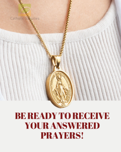 Catholic Supplies Miraculous Medal Sculpted 3D Gold PVD Stainless Steel with Certificate