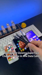 100W 3 in 1 Super Charging Cable 6A Type C Fast Charger Type-C Cable Data Nylon Braid Super Fast Charge 120W Cable Charger for All Smart Phone