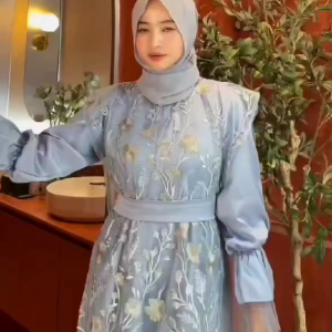 Dress Kondangan terbaru/ Felarie Set Dress Bahan Velvet Mix Brukat/Gamis Brukat Mewah / Dress Wanita