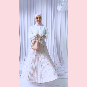 HijabChic Alle Everlasting Pink Skirt - Rok Muslim Payung Motif Coquette Ekslusif Muffest Collection