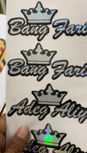 Stiker Custom Nama Cutting & Sticker Nama Hologram