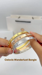 [ YEAR END SALE ] CELOVIS Wanderlust with Zirconia InSet Closed Hinged Bangle in 18K Rose Gold for Men & Women - S/L