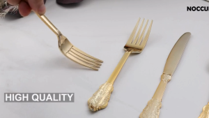 CABANI Plastic Cutlery Set Gold GS GO 75Pcs/Pack Plastik Sekali Guna Set Sudu Garpu Pisau Emas