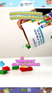 Beringin Toys - Animal Paradise Wooden Blocks 40 Pcs / Bricks Lego Mainan Kayu balok Edukasi Anak