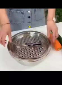 3-in-1 Multifunctional Stainless Steel Basin Set Kitchen Vegetable Grater Cheese Grater Drain Basket R16054/16055