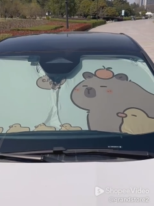 [HCM] Tấm che nắng kính lái hình bé CAPYBARA bên trong gấp gọn chống nắng tia cực tím UV bảo vệ xe